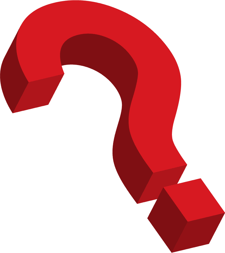 red question mark d icon illustration with different views and angles