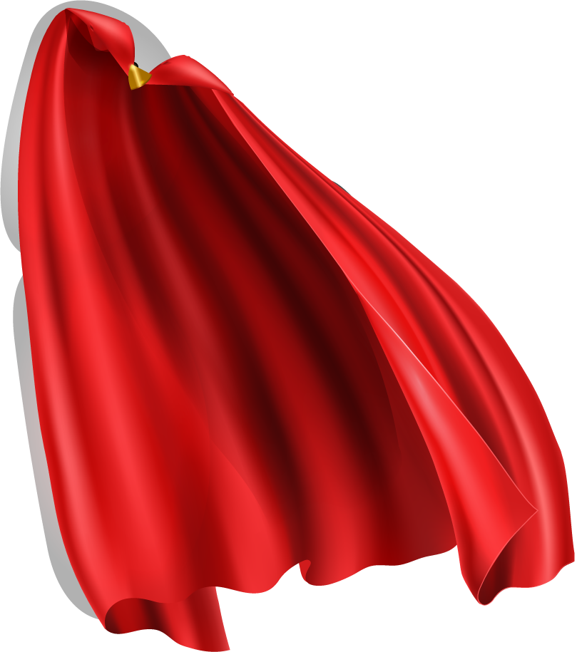 red superhero cape cloak with golden pin