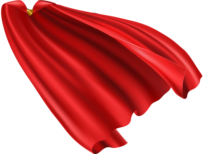 red superhero cape cloak with golden pin