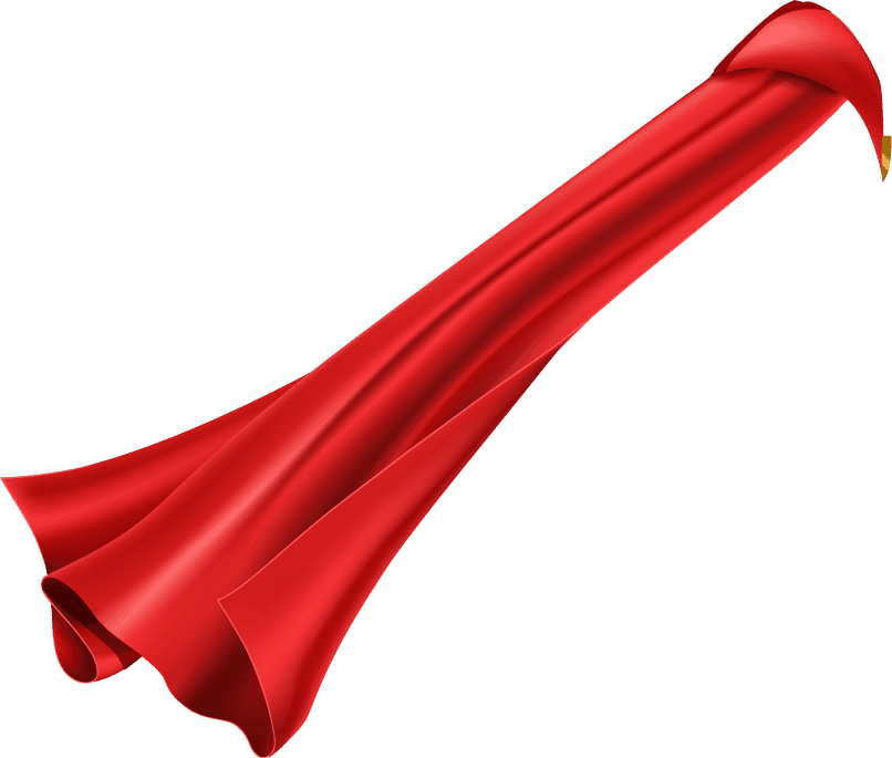 red superhero cape cloak with golden pin