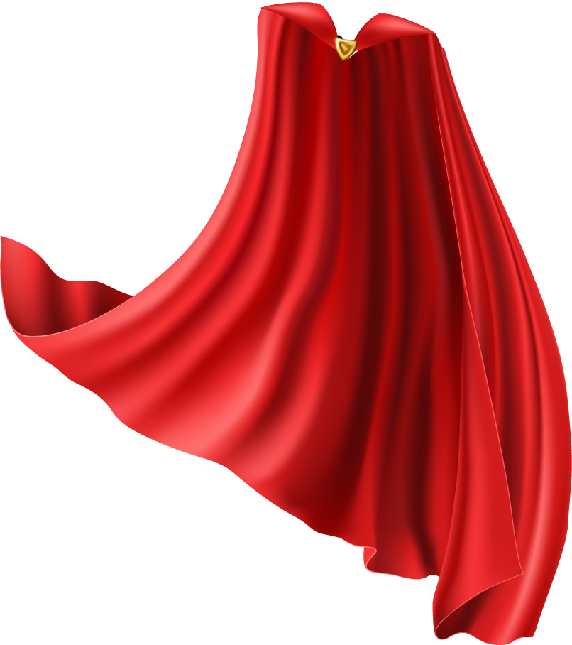 red superhero cape cloak with golden pin