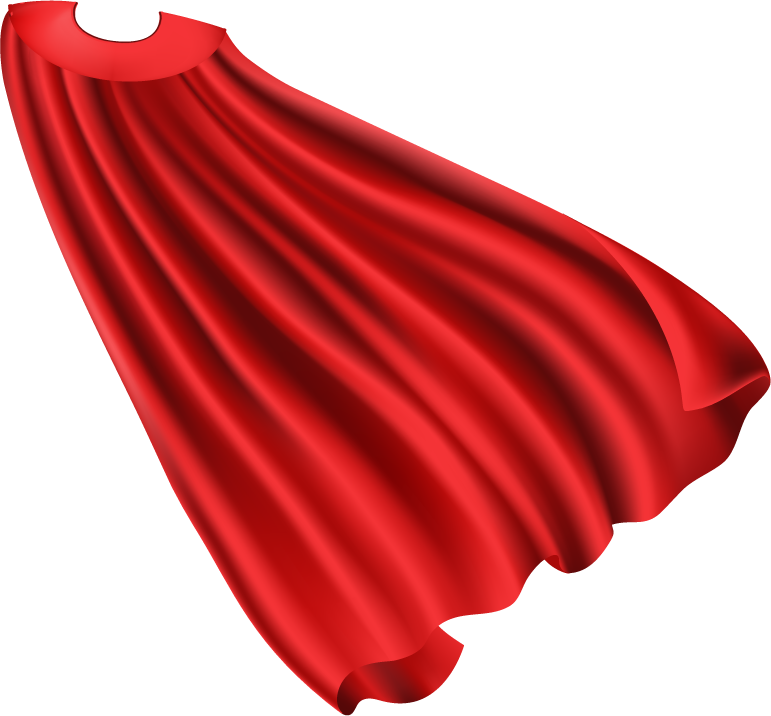 red superhero cape cloak with golden pin