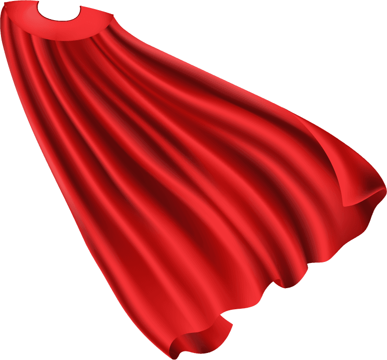 red superhero cape cloak with golden pin