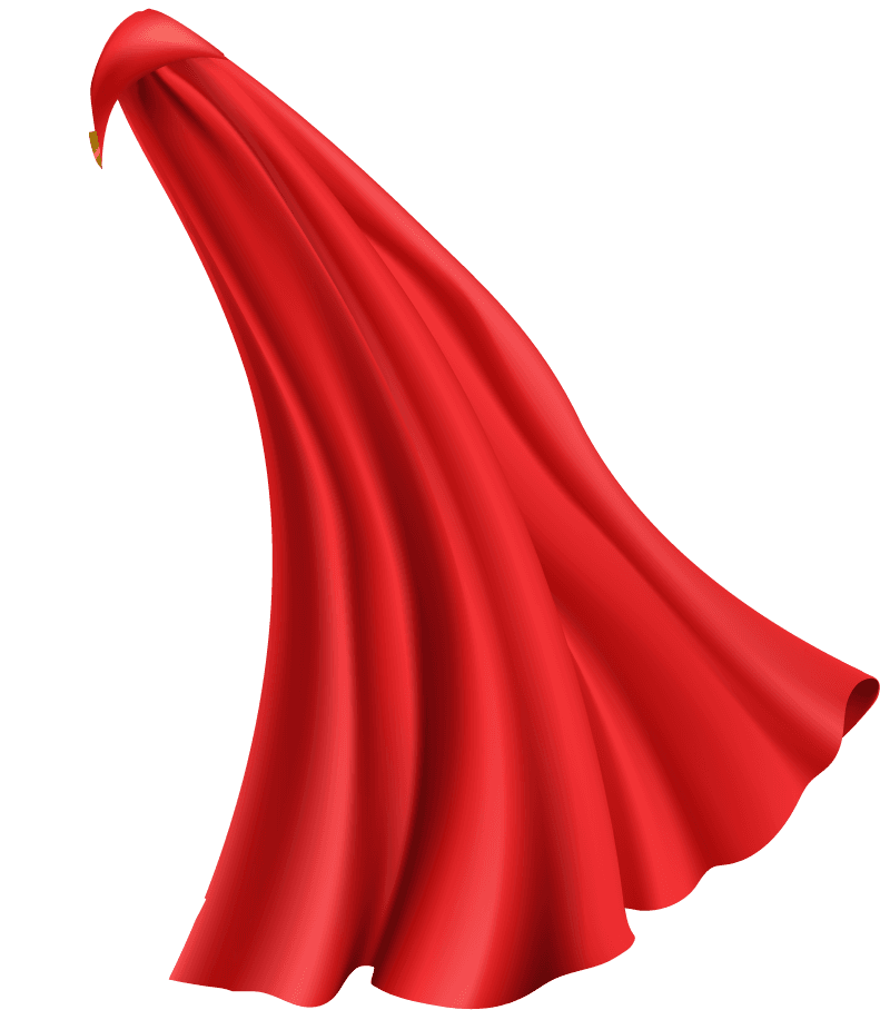 red superhero cape cloak with golden pin