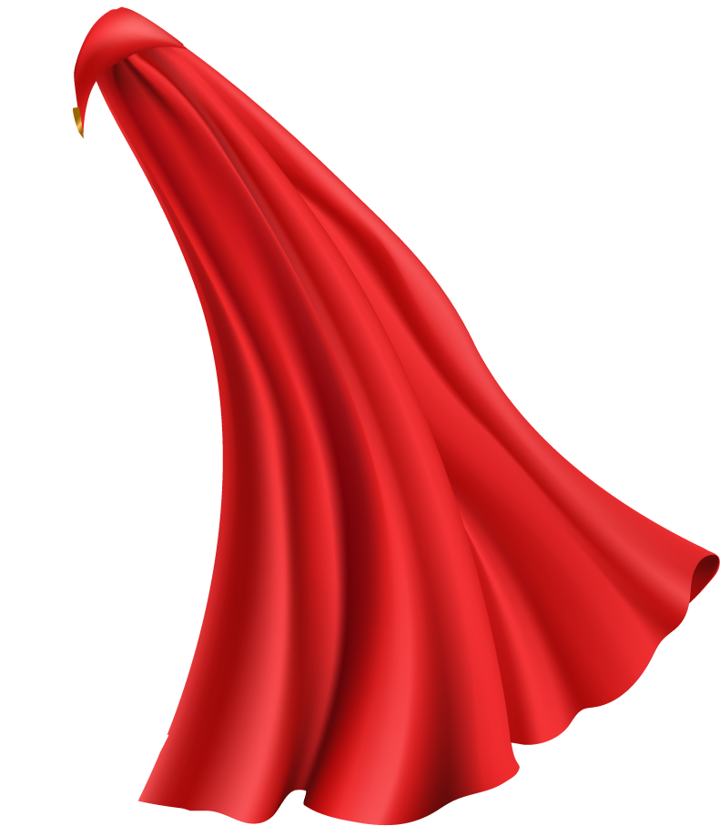 red superhero cape cloak with golden pin