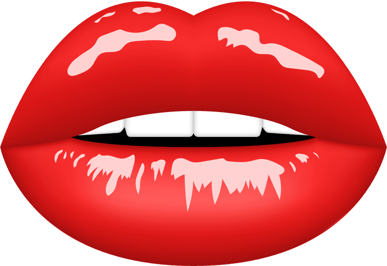 red woman lips illustration isolated on white background