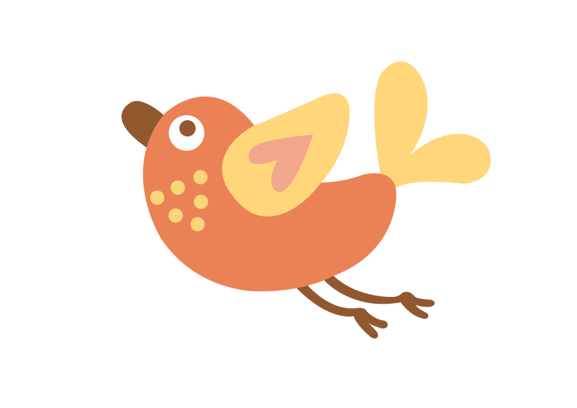 minimalist perched bird illustration in vibrant colors for children's decor and branding