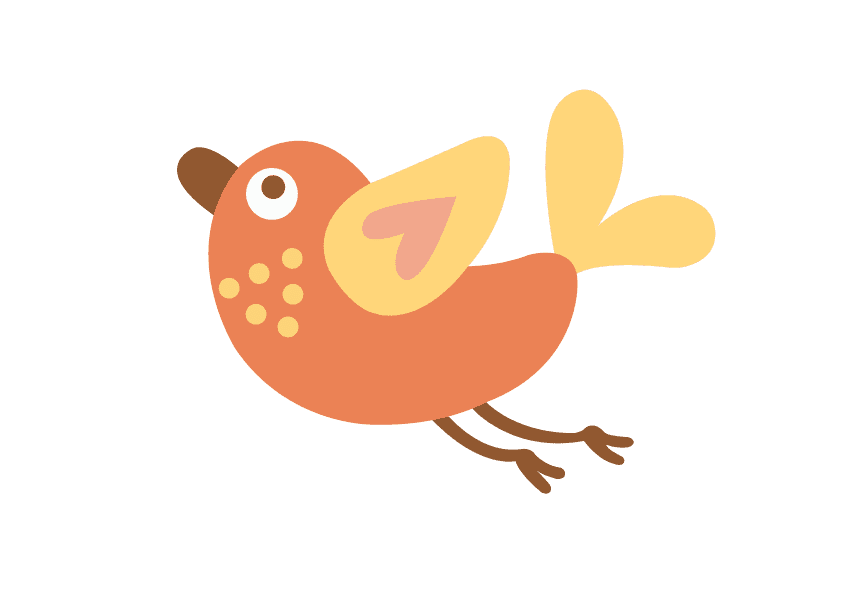 minimalist perched bird illustration in vibrant colors for children's decor and branding