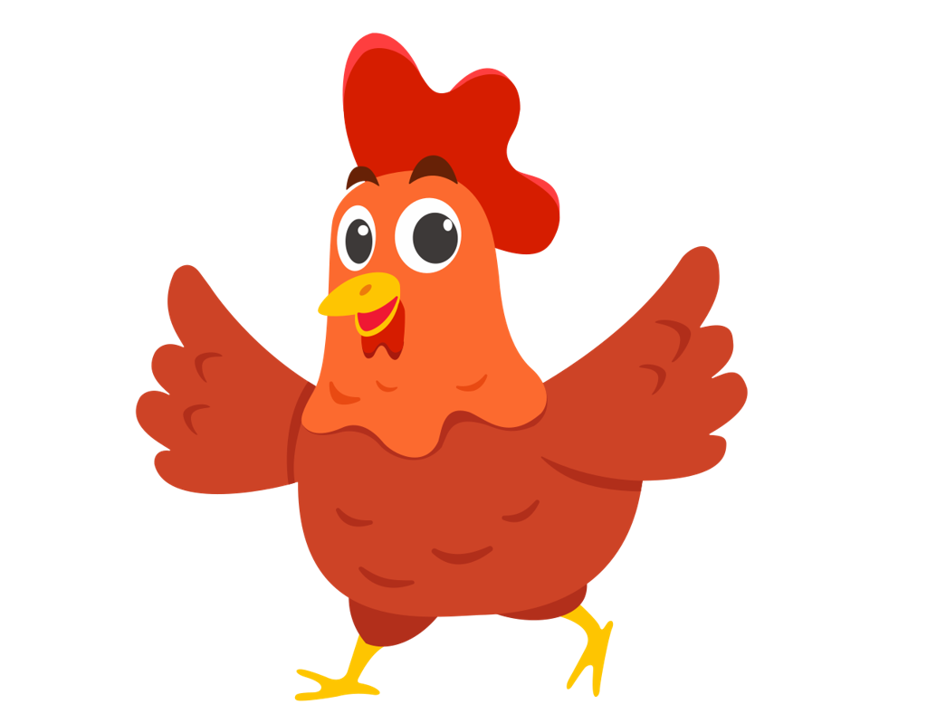 chicken with red comb cartoon style