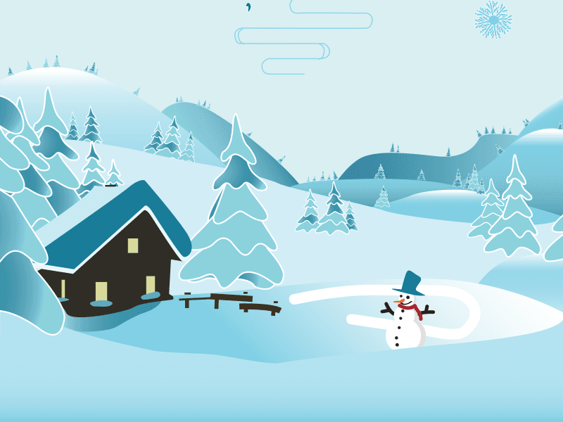 cozy winter wonderland with snowman illustration