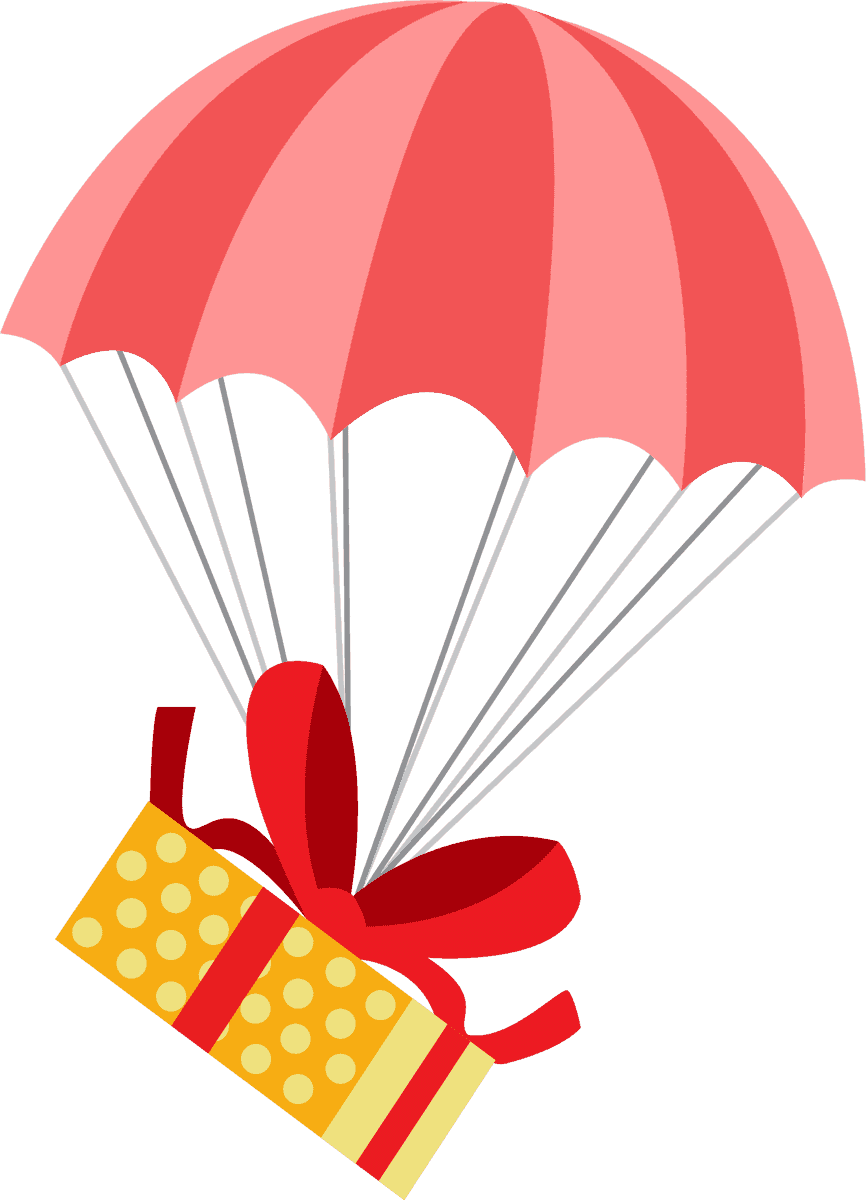 gift box parachute icon for celebration themes and event promotions