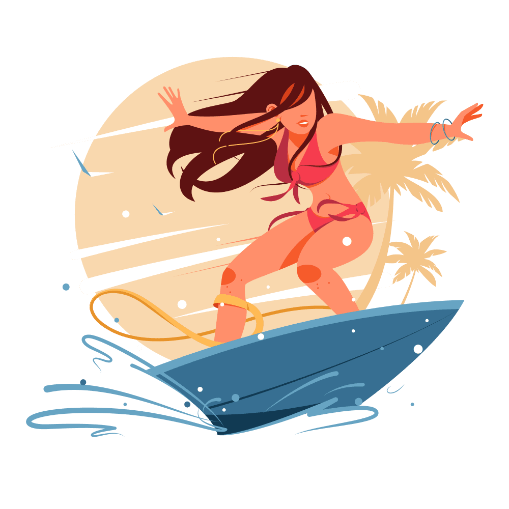 surfing girl summer surfing scene for beach enthusiasts