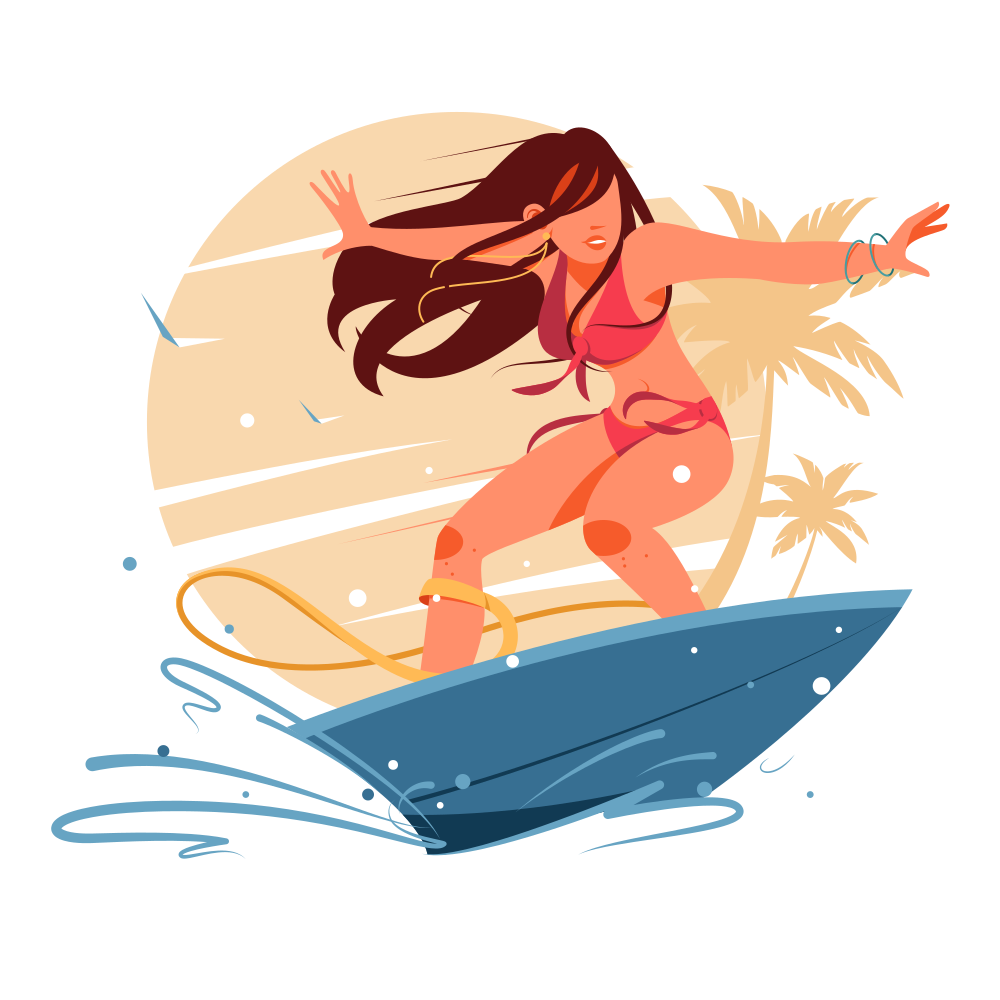 surfing girl summer surfing scene for beach enthusiasts