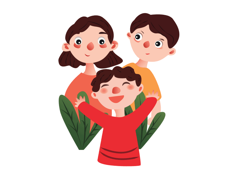 three playful children illustration for educational content
