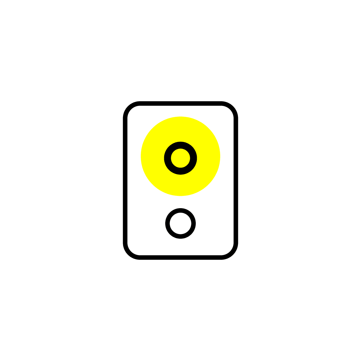 sleek retro minimal music player icon with vibrant yellow accent
