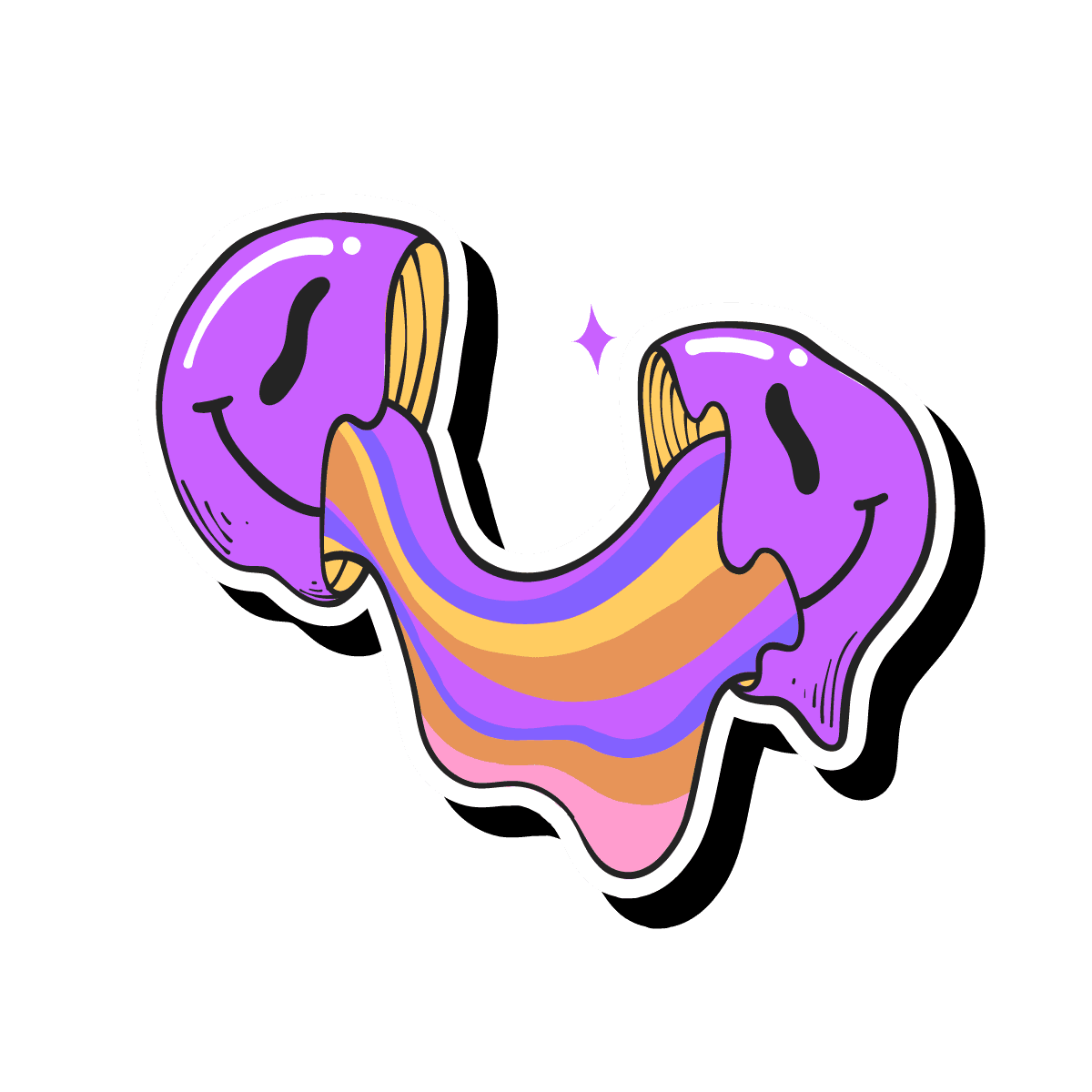 Retro colored hand drawn cartoon stickers