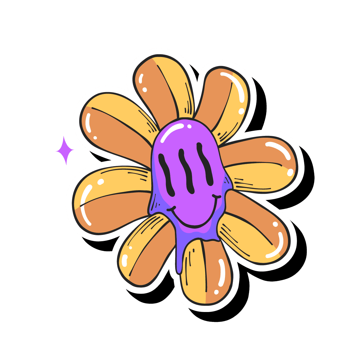 Retro colored hand drawn cartoon stickers