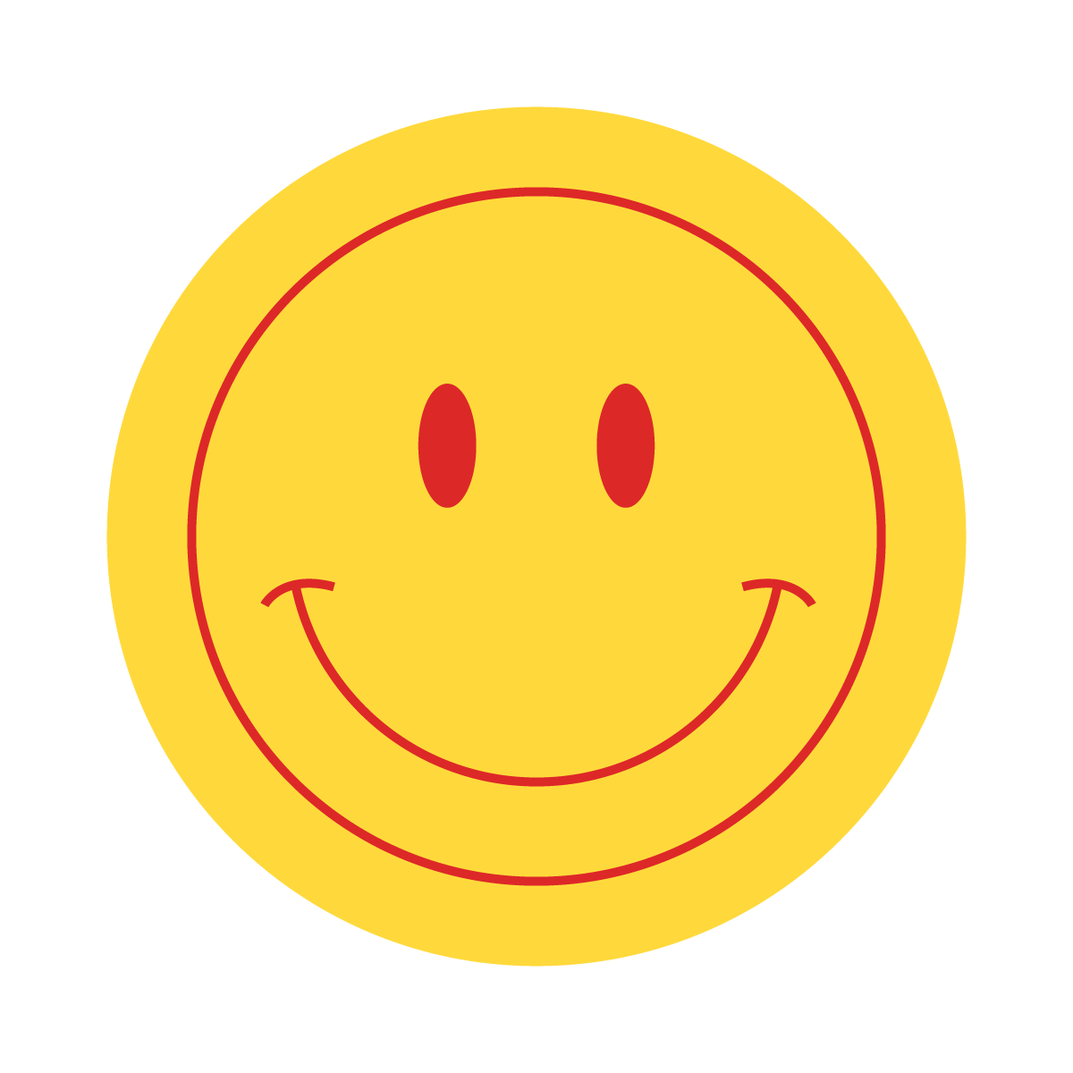 retro happy face sticker with red details