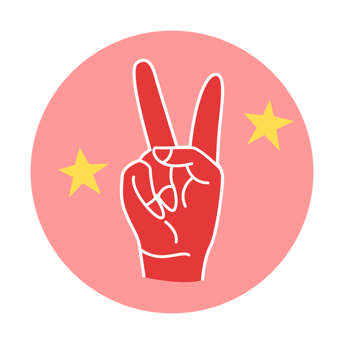 retro peace sign sticker with star accents
