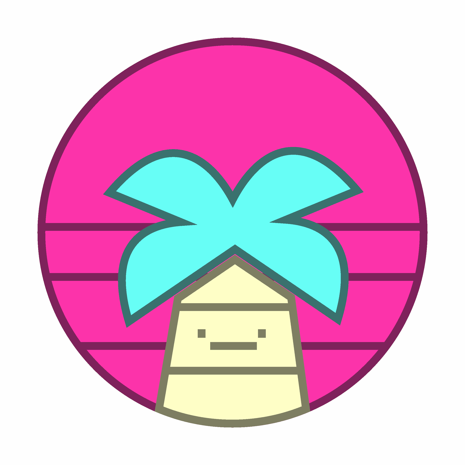 retro summer sunset palm icon design