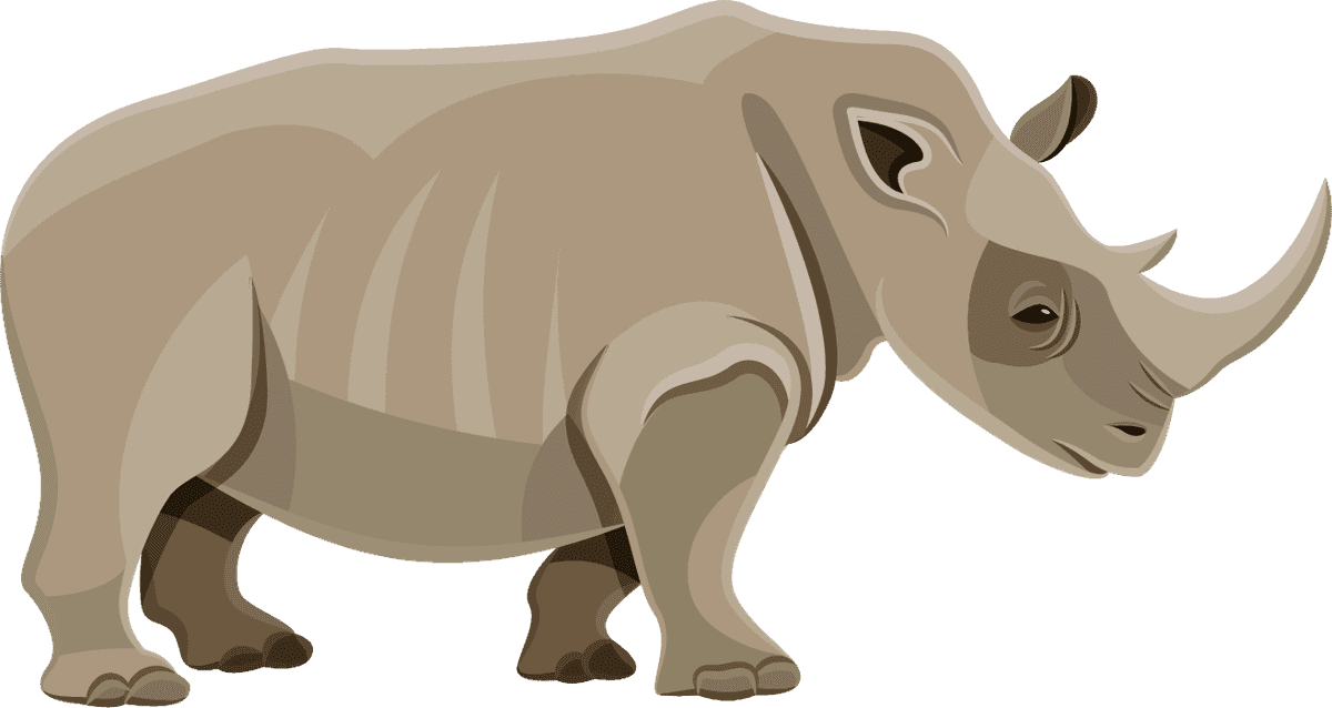 rhino africa icons set showcasing unique wildlife in modern flat style for educational use