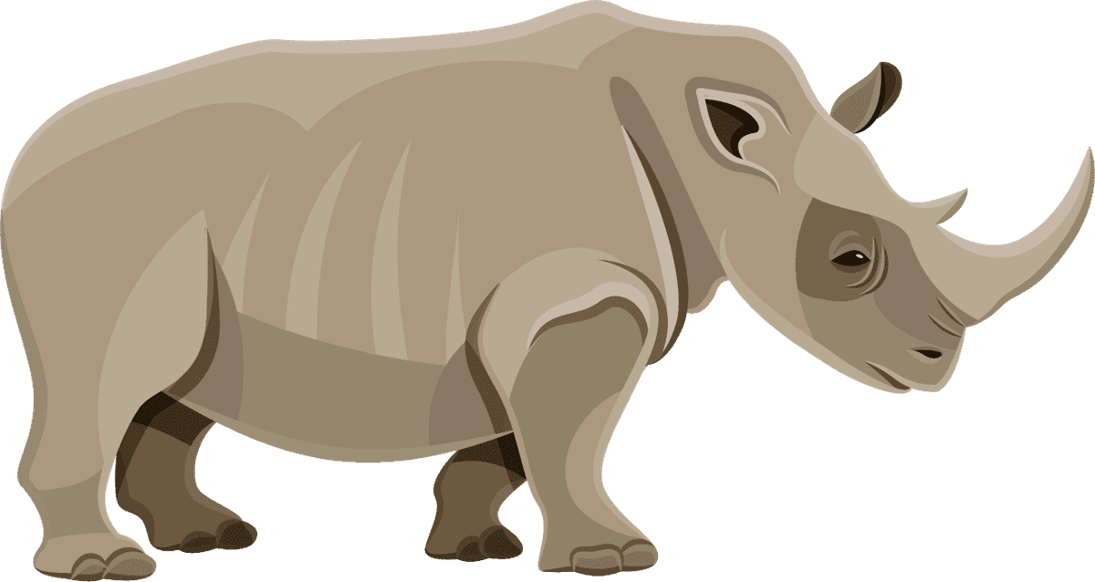 rhino africa icons set showcasing unique wildlife in modern flat style for educational use