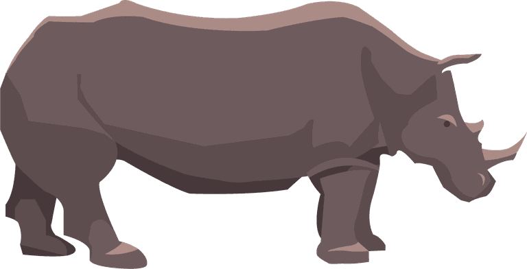 rhino set of farm animals sketches on a white background