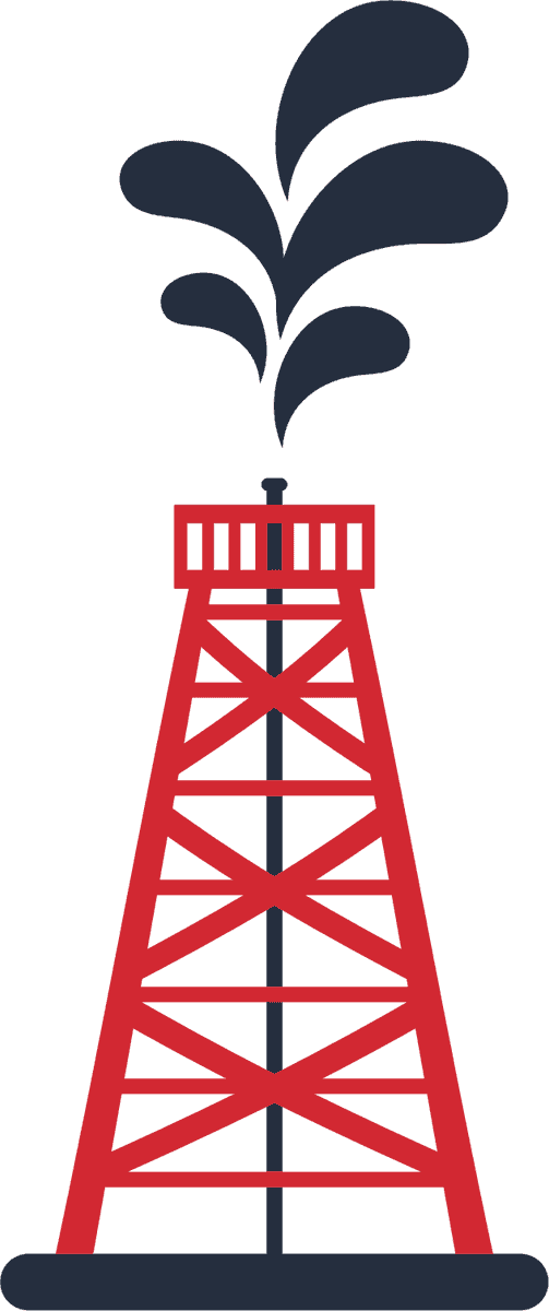 rig petroleum industry icon set featuring oil derricks with sleek modern lines and bold colors