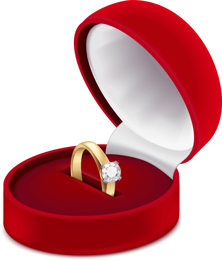 ring box set realistic jewelry from gold with pearl gem red boxes isolated