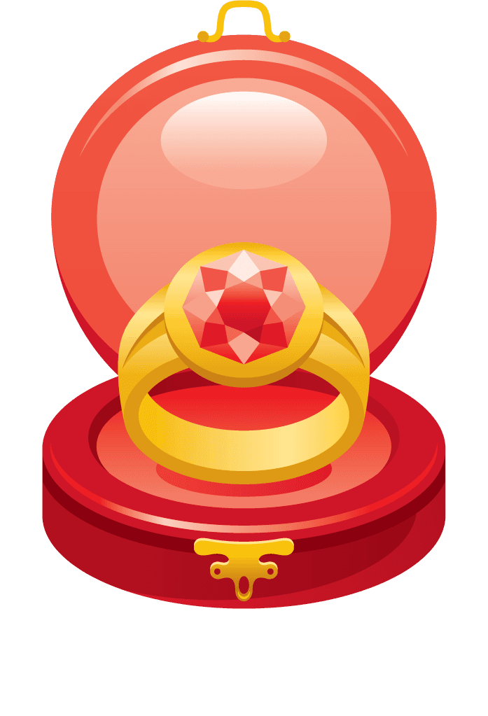 ring love theme icon vector of a stunning ruby engagement ring in elegant box