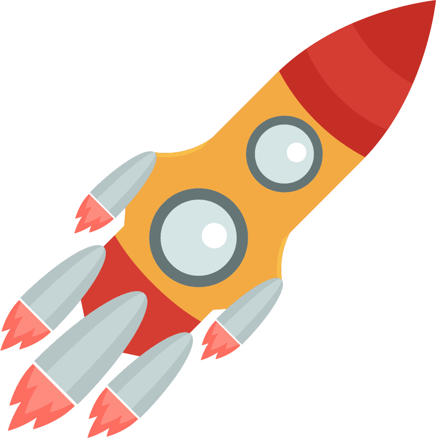 flat styled rocket icon illustration