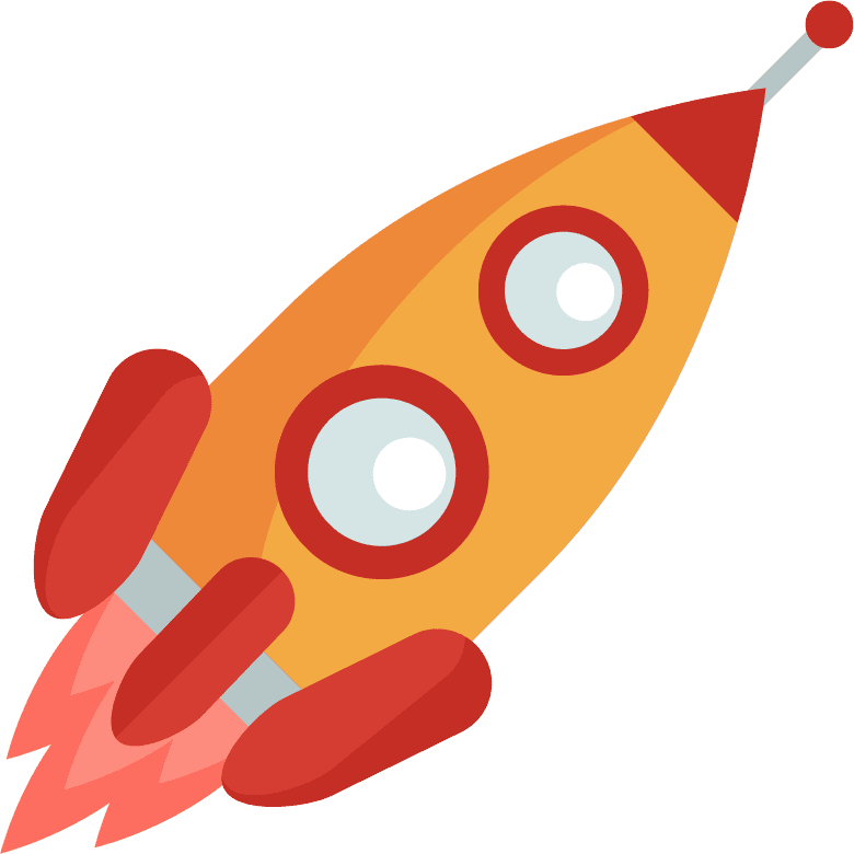 flat styled rocket icon illustration for playful projects and space-themed designs