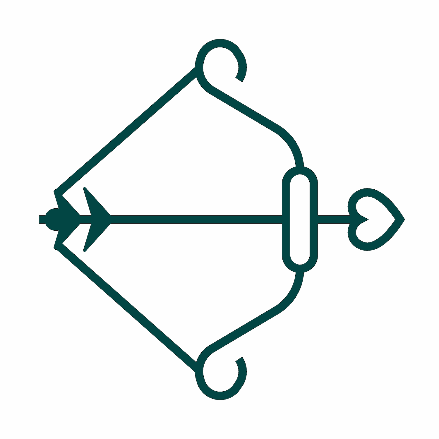 romantic cupid bow and arrow line art icon