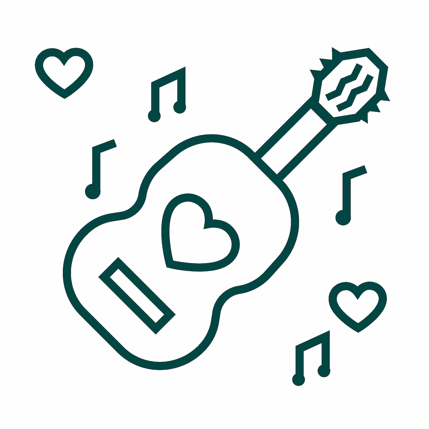 romantic love song with guitar icon design