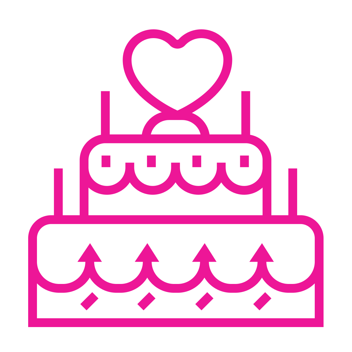 romantic wedding cake line art icon design