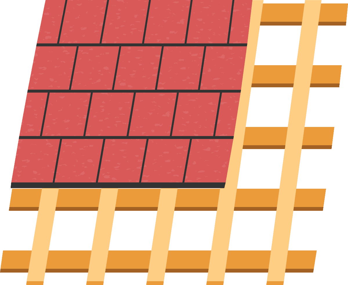 roof construction elements flat icons for home building and renovation projects