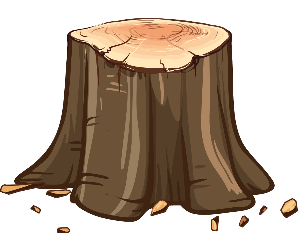 root group turtle nature illustration of a detailed tree stump in a whimsical style