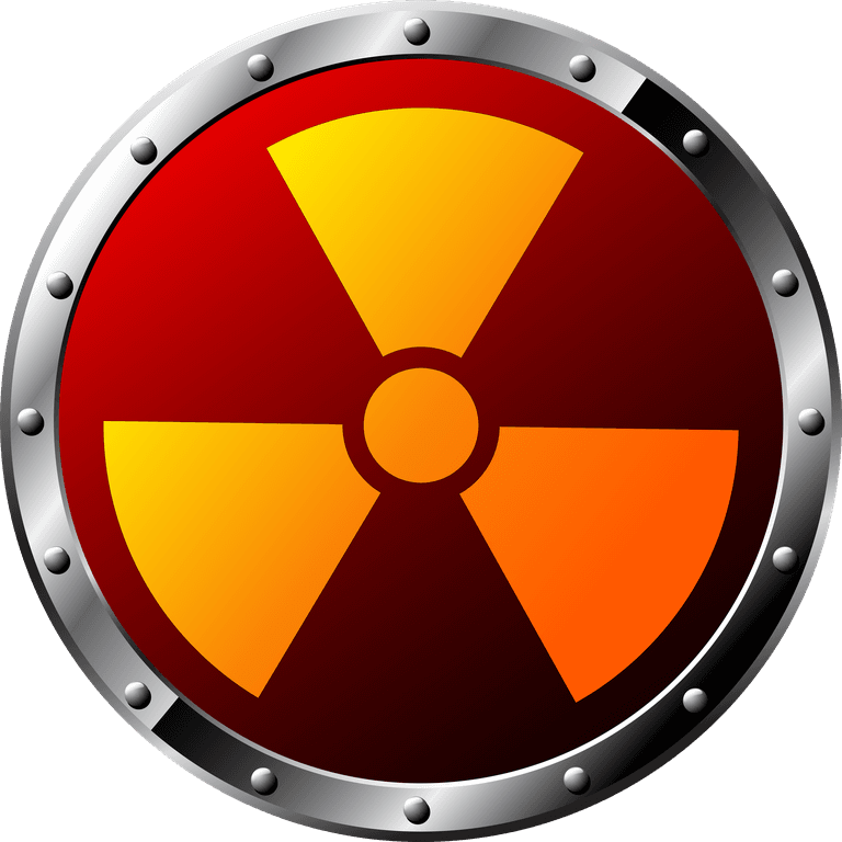 round radiation warning graphics for safety in industrial and educational settings