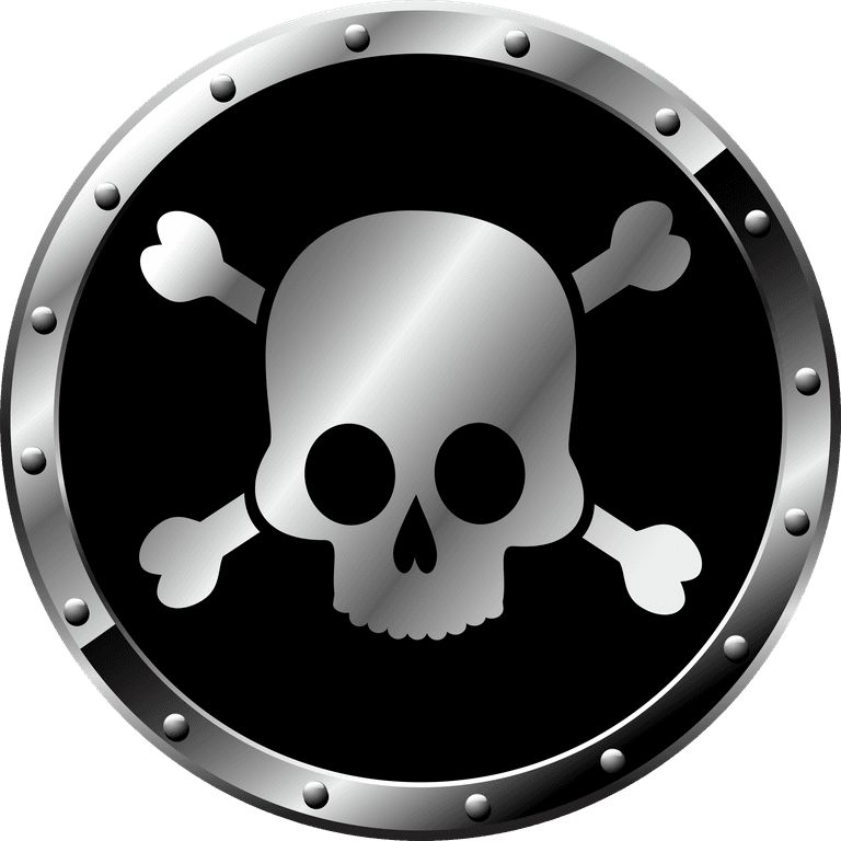 round radiation warning graphics with skull and crossbones for safety signage