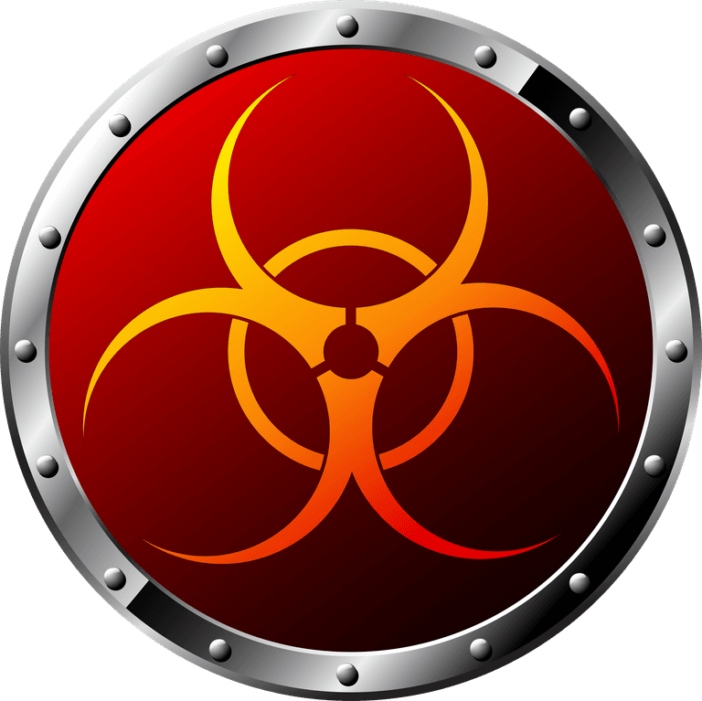 round radiation warning graphics with a striking biohazard symbol for safety awareness