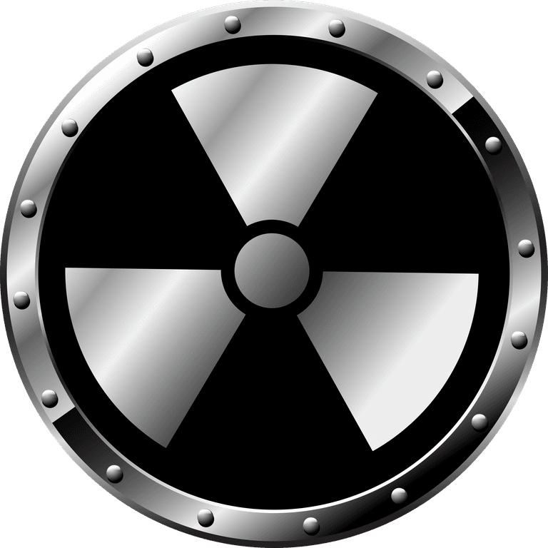 round radiation warning graphics with metallic accents for safety and awareness