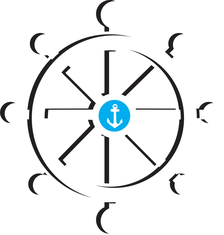 rudderless ship sailors and nautical steering wheel for maritime adventures