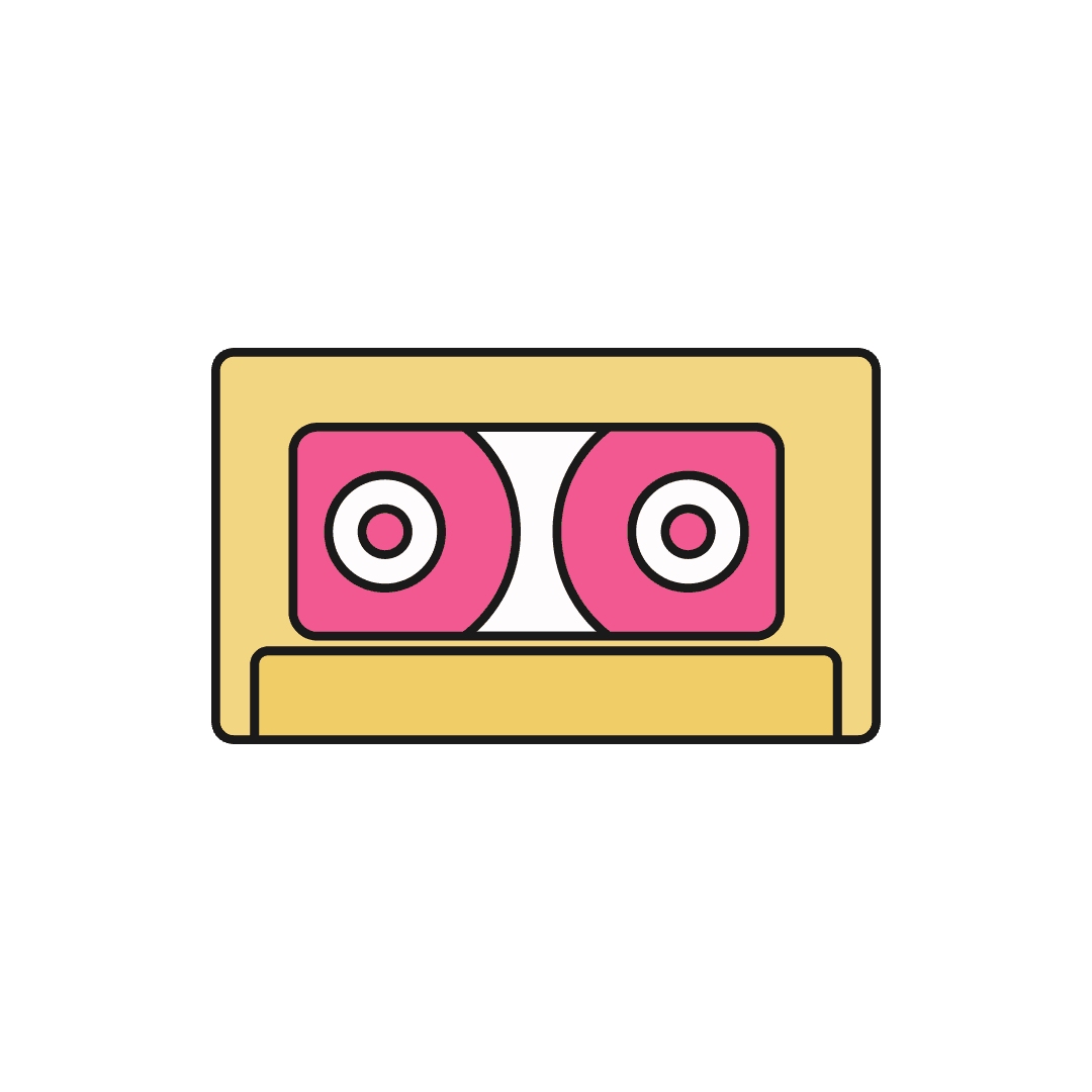 80s cassette tape elements flat design