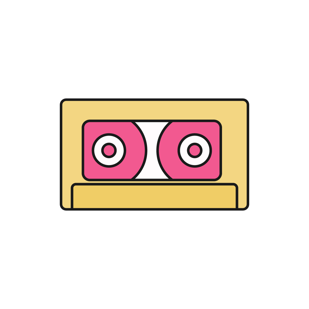 80s cassette tape elements flat design