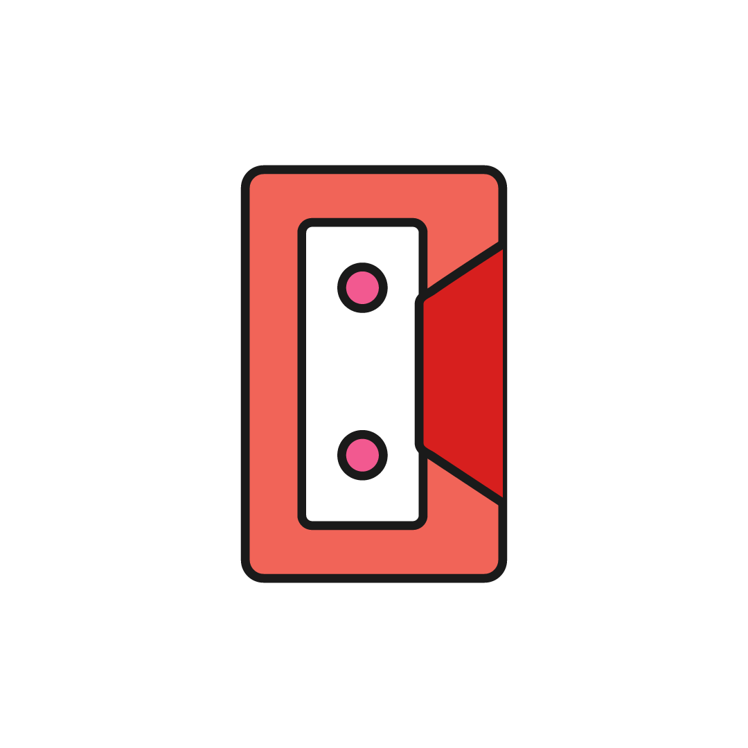 80s cassette tape elements flat design