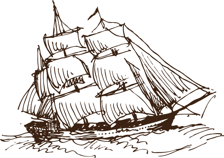 sailboat europeanstyle handdrawn transport carrier vector