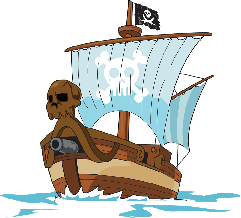 sailboat pirate treasure series vector featuring a cartoon skull and crossbones for playful adventures