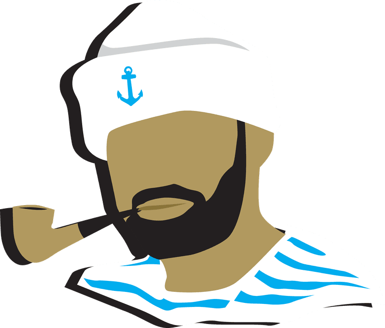 sailor sailors and nautical illustration with pipe and striped shirt for maritime themes