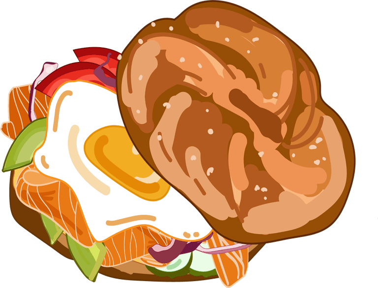 sandwich bagel seamless pattern on a white background bagel sandwich