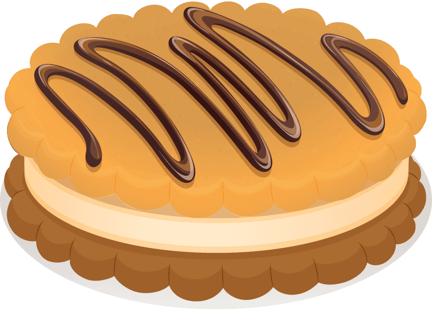 delicious sandwich cookies with cream illustration featuring chocolate drizzle and tasty layers